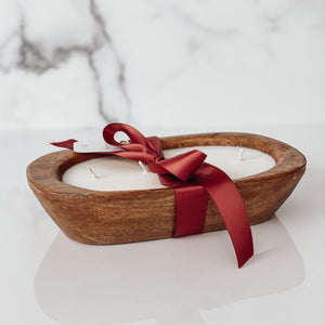 Natural Wood Dough Bowl Soy Candle